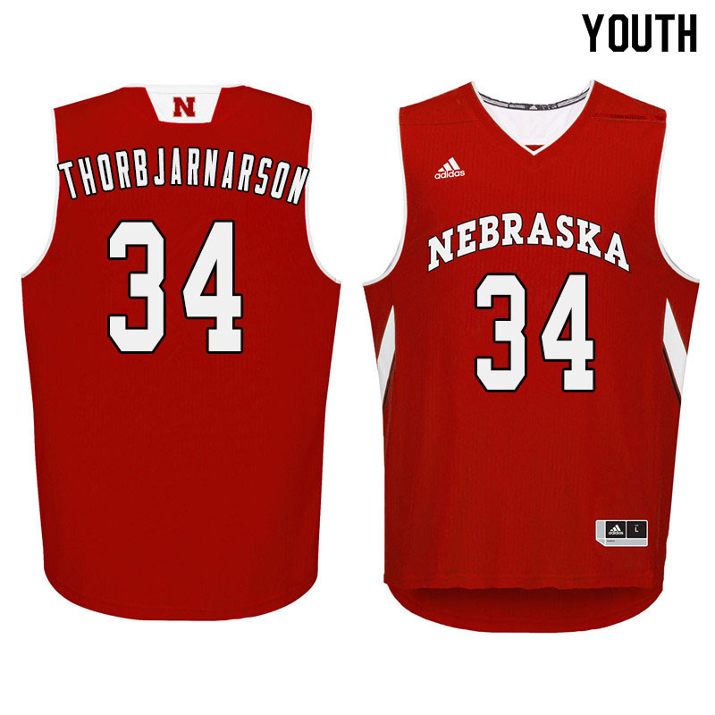 Youth Nebraska Cornhuskers #34 Thorir Thorbjarnarson College Basketball Jersyes Sale-Red - Click Image to Close